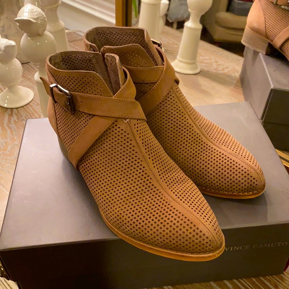 Vince Camuto perforated suede booties